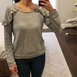 WOMEN'S DEREK HEART GRAY RUFFLE SWEATER